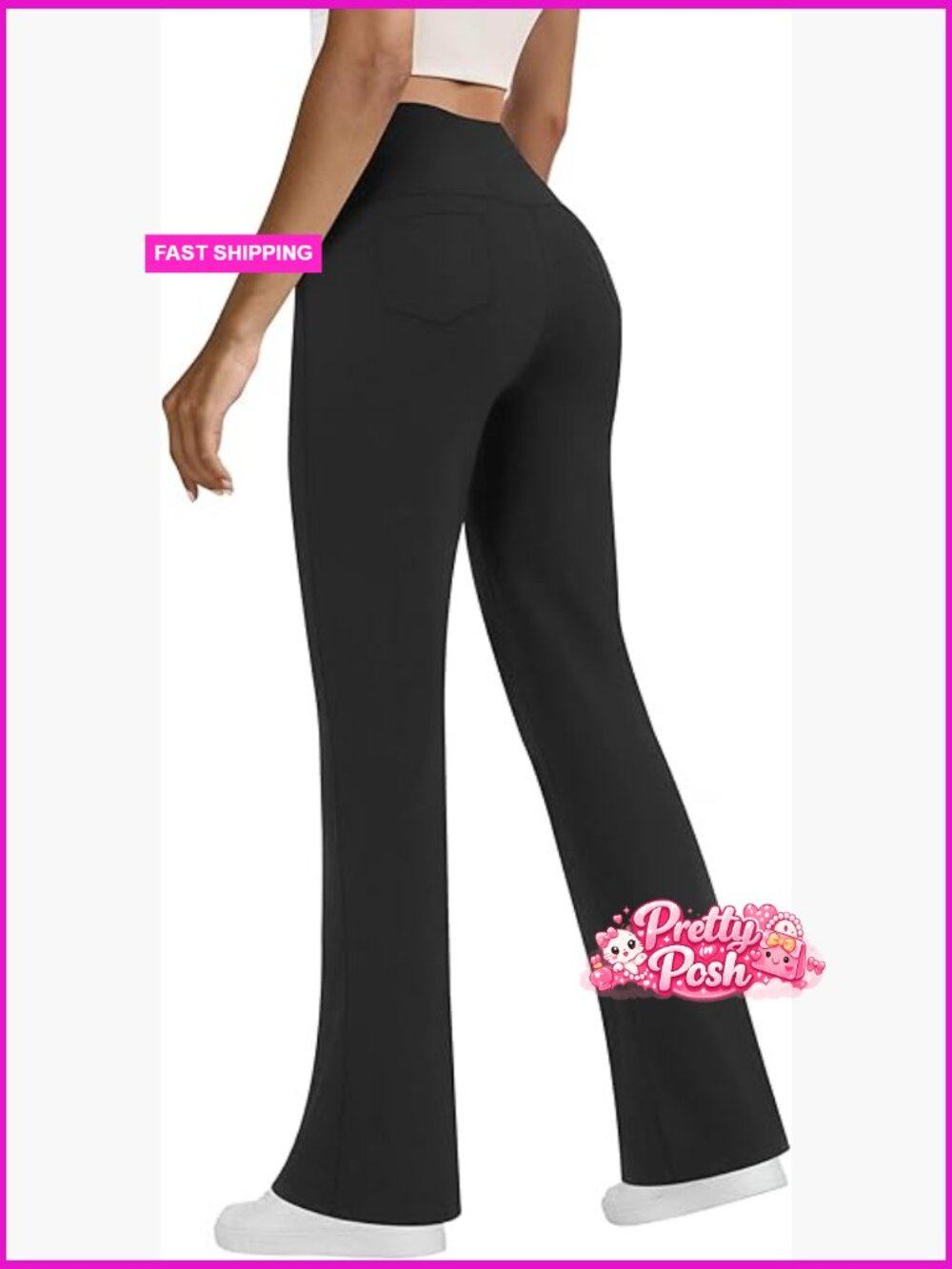 High Waist Tummy Control Flare Yoga Pants with Pockets, Business Casual Trouser